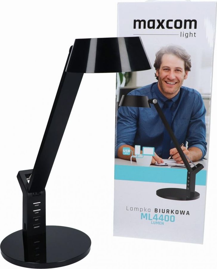 MAXCOM ML4400 LUMEN, Stolová LED lampa, USB, čiern