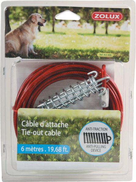 Vodítko Zolux TIE-OUT Cable, červené, 6m