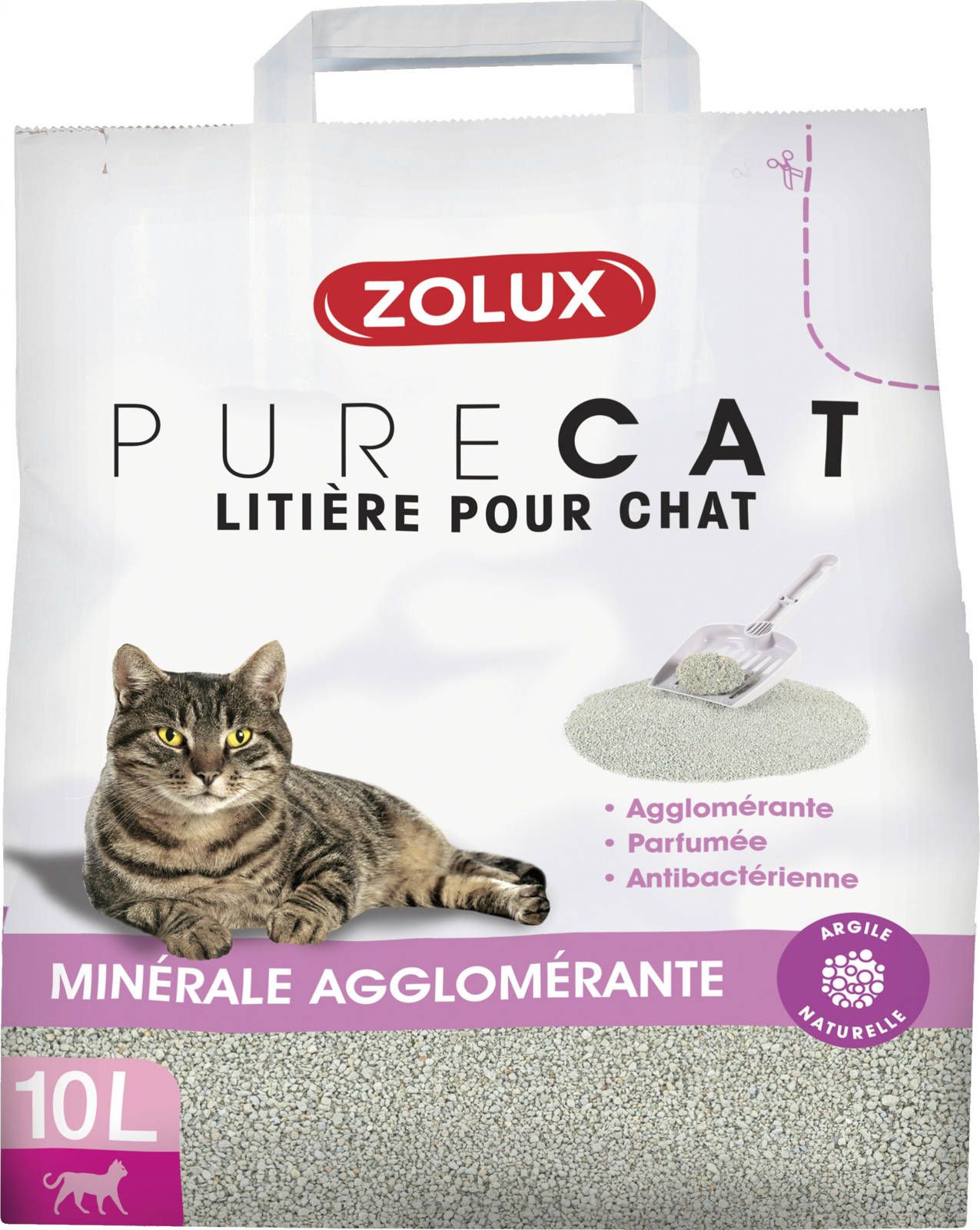 Zolux ZOLUX PURECAT stelivo, hrudkující, parfémované, antibakteriální, 10 l