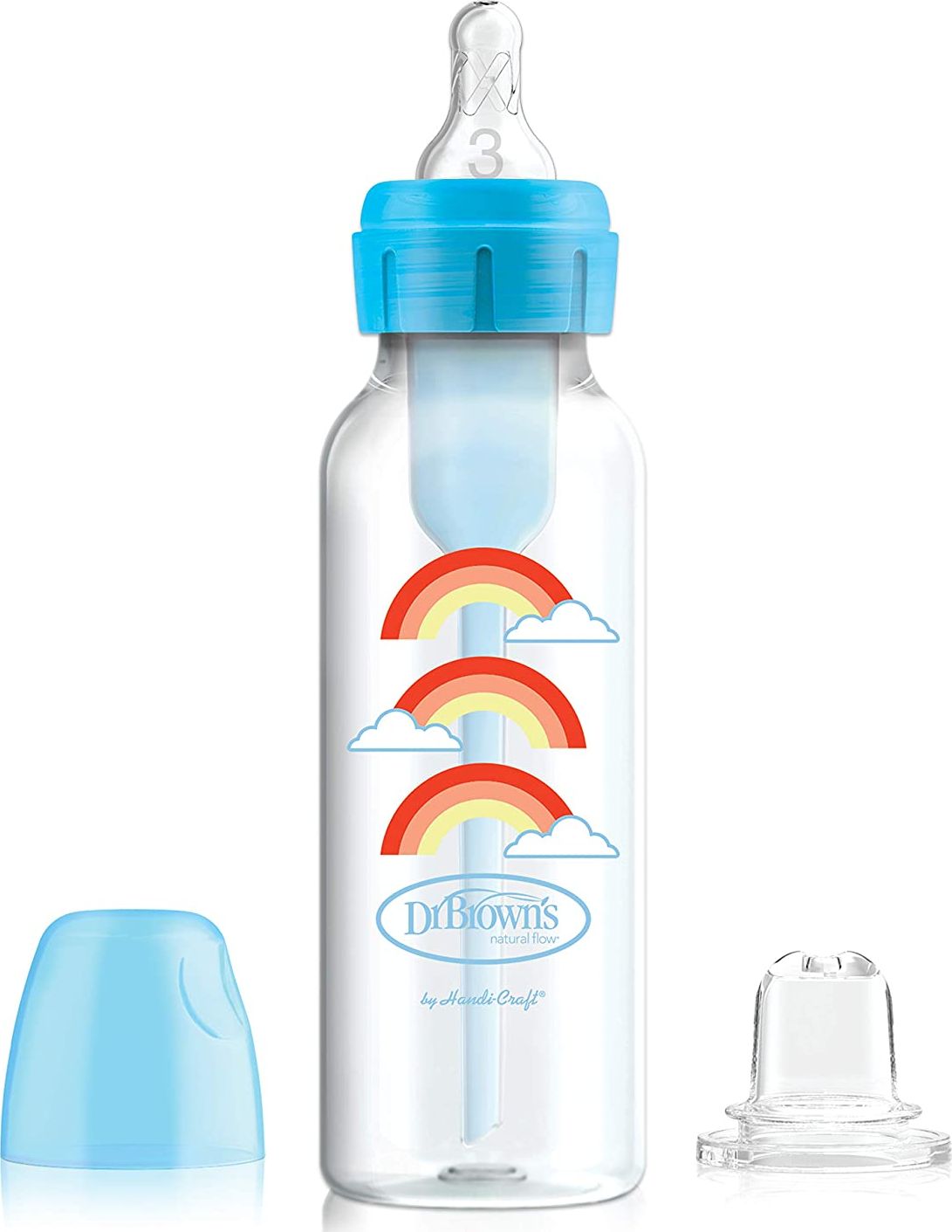 Láhev Dr Browns s dudlíkem a výlevkou 250 ml. duha 6m+ Dr Browns