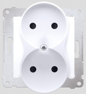 Kontaktovat -Simon Socket Simon54 Double B/U 16A IP20 s bílou clonou - DG2MZ.01/11