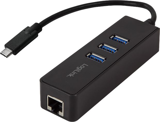 USB HUB LogiLink 3portový USB 3.0 + gigabitový Ethernet černý (UA0283)