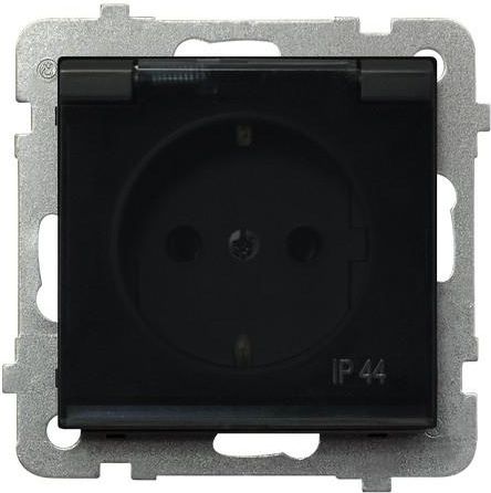 Ospel Gniazdo Sonata odolné proti stříkající vodě schuko kouřové víko černá metalíza (GPH-1RS/m/33/)
