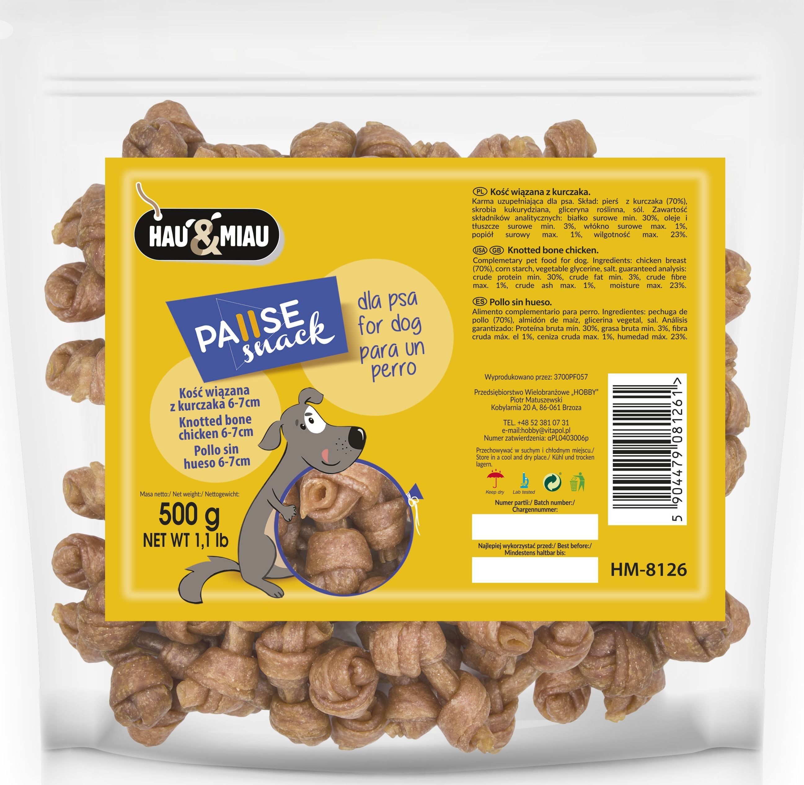 Hau&Miau KUŘECÍ KOST VÁZANÁ 6-7cm 500g