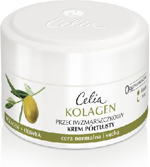 Celia Collagen series Polotučný krém proti vráskám pro normální a suchou pleť Olivový 50 ml