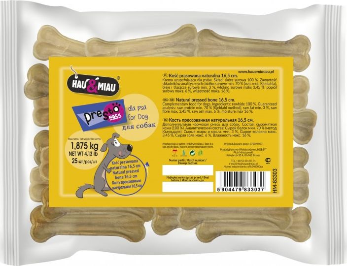 Hau&Miau NATURAL LISOVANÁ KOST, 16,5 cm, 25 ks/bal., 1,875 kg/bal.