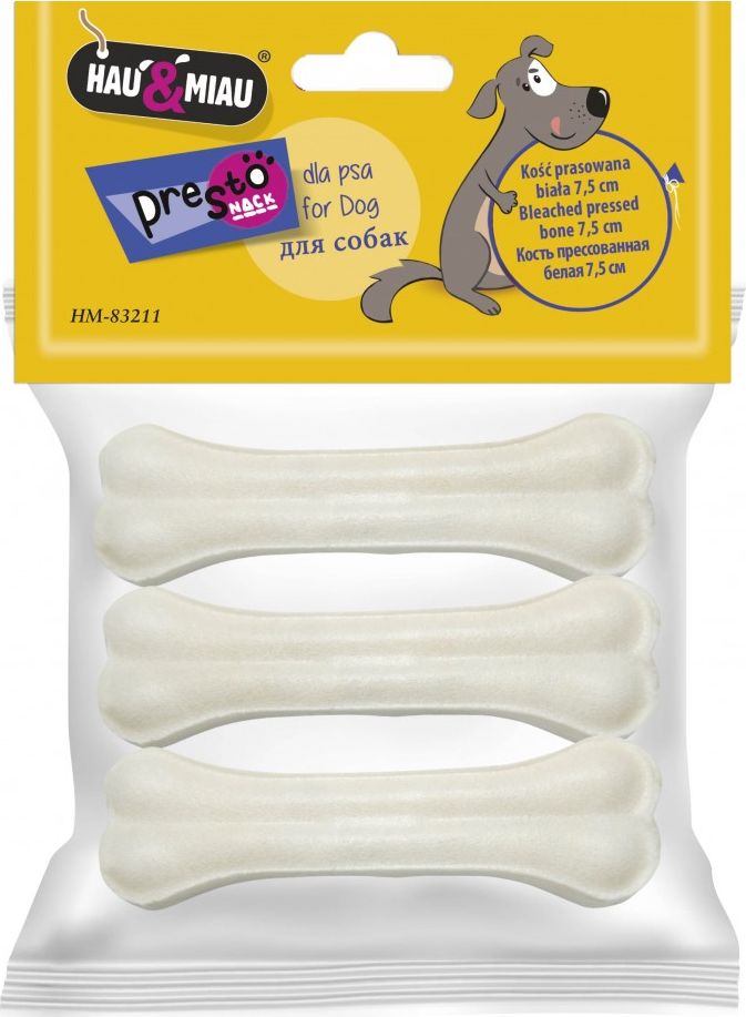 Hau&Miau LISOVANÁ KOST, BÍLÁ, 7,5 cm, 3 ks/bal., 45 g/bal., 144 bal./bal.