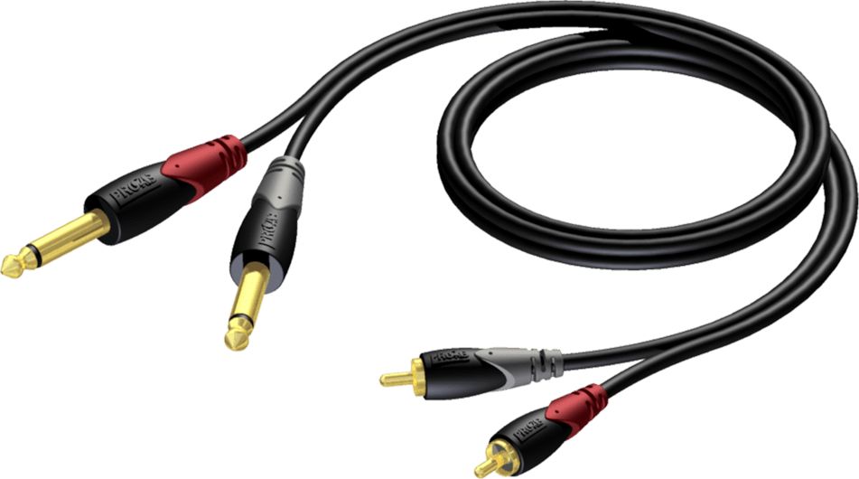 2x RCA / Cinch samec kabel - 2x 6,3 mm Mono samec konektor 1,5 m