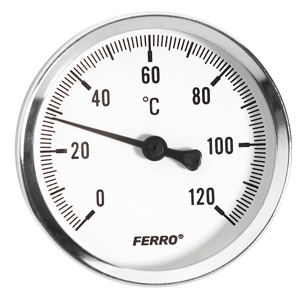 Bimetalový teploměr Ferro 0-120 63 mm 1/2" Axiální