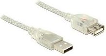 Lanberg CA-USBE-12CC-0050-TR USB-A M/F 2.0, 5m LANBERG USB-A M/F 2.0 kábel 5m, transparentný