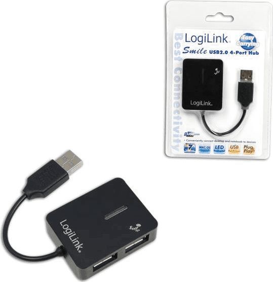 HUB USB 2.0 4-portowy  Smile  - czarny              UA0139