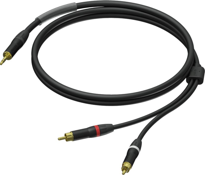 Samec 3,5mm kabel – 2x RCA / Cinch RCA / CinchUltraflex 1,5m samec