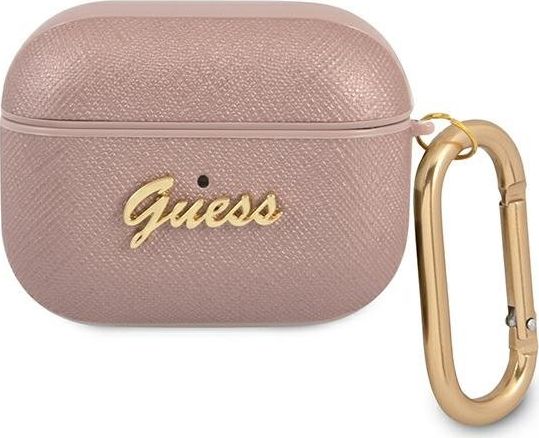 Guess Case Guess GUAPSASMP kryt Apple AirPods Pro růžový/růžový Saffiano Script Metal Collection