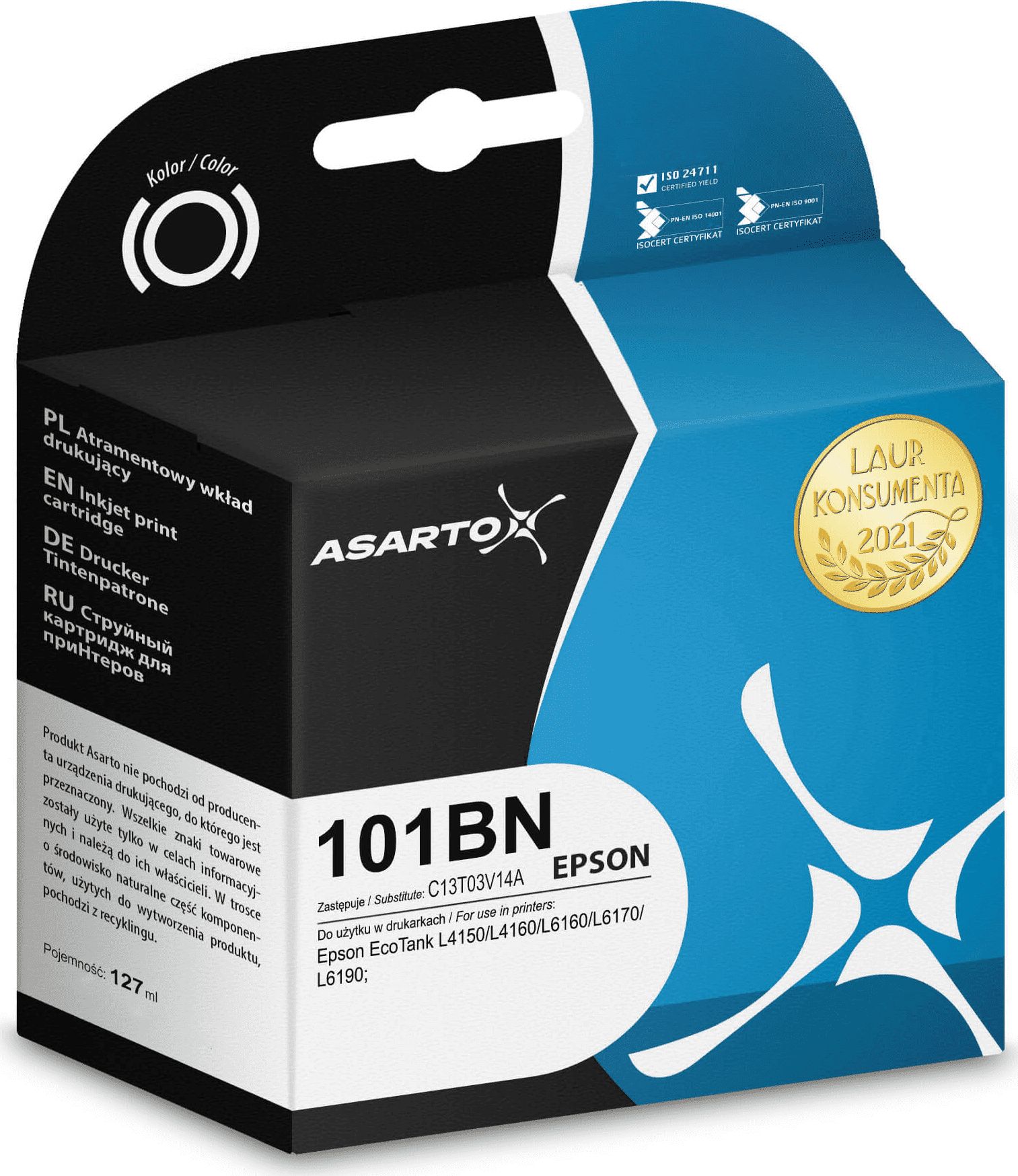 Inkoust Asarto Inkoust Asarto pro Epson 101BN | C13T03V14A | 127 ml | Černá