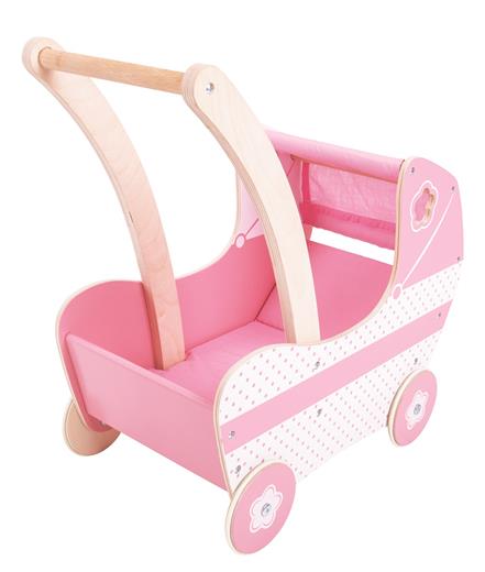 Hračka Bigjigs Toys Dřevěný kočárek pro panenky