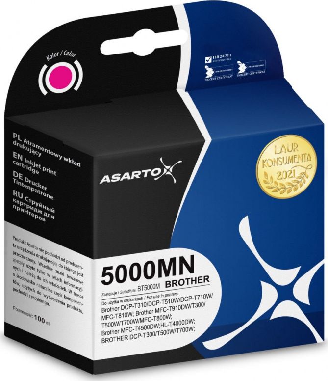 Inkoust Asarto Inkoust Asarto pro Brother 5000MN | BT5000M | 100 ml | purpurová