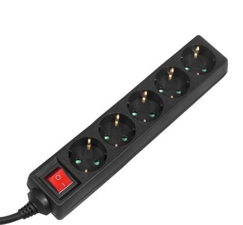 Maclean prodlužovací kabel 5 zásuvek 5 m černý (MCE227)