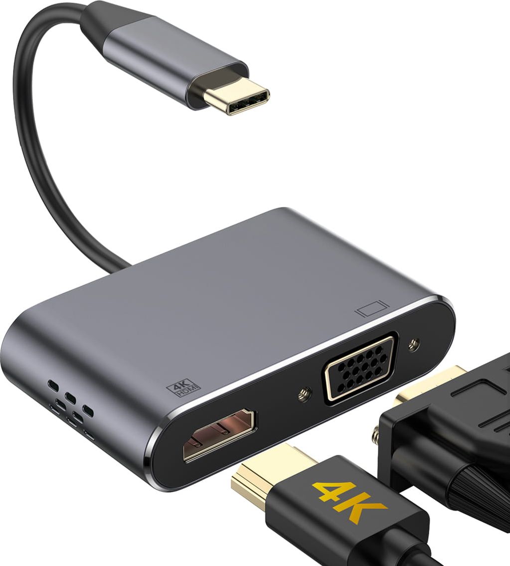 PLATINET adaptér USB-C na HDMI a VGA, 4K 30Hz