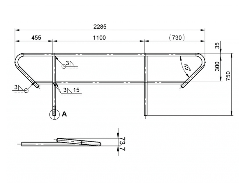 Alutruss BE-1T, zábradlí pro nastavitelné schody BE-1T