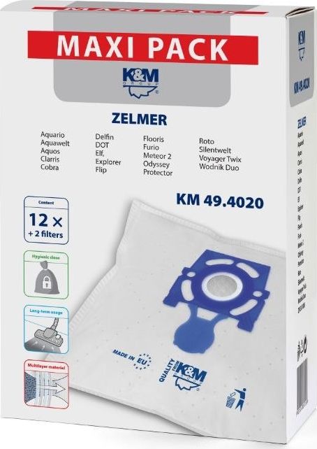 K&amp;M sáček do vysavače 12 + 2 KM sáčky do vysavače 49.4020 MAXI