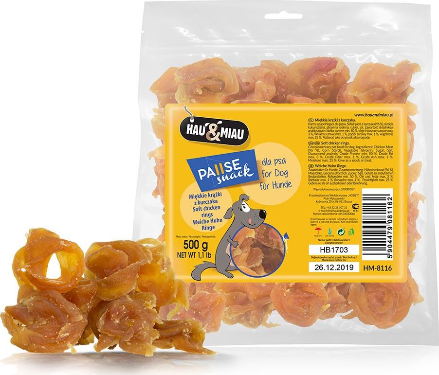 Hau&Miau Měkké kuřecí kroužky Hau&Miau HM-8116 500 g