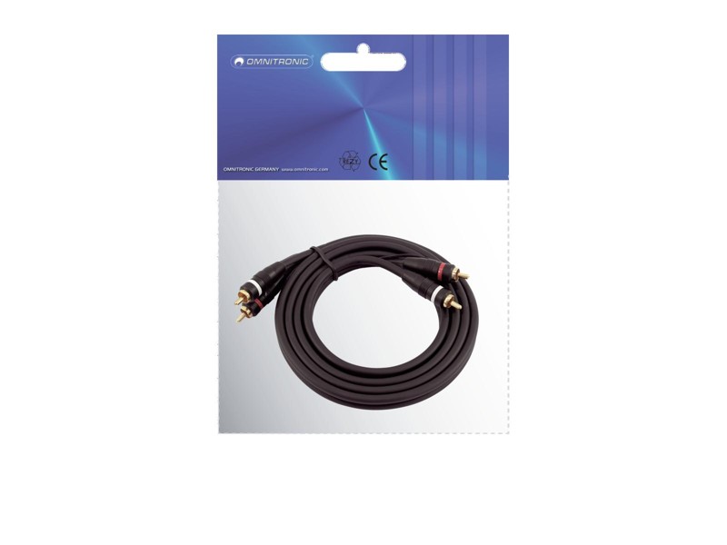 Kabel 2x 2 Cinch zástrčky, červená/černá, se zemí, 1,5m