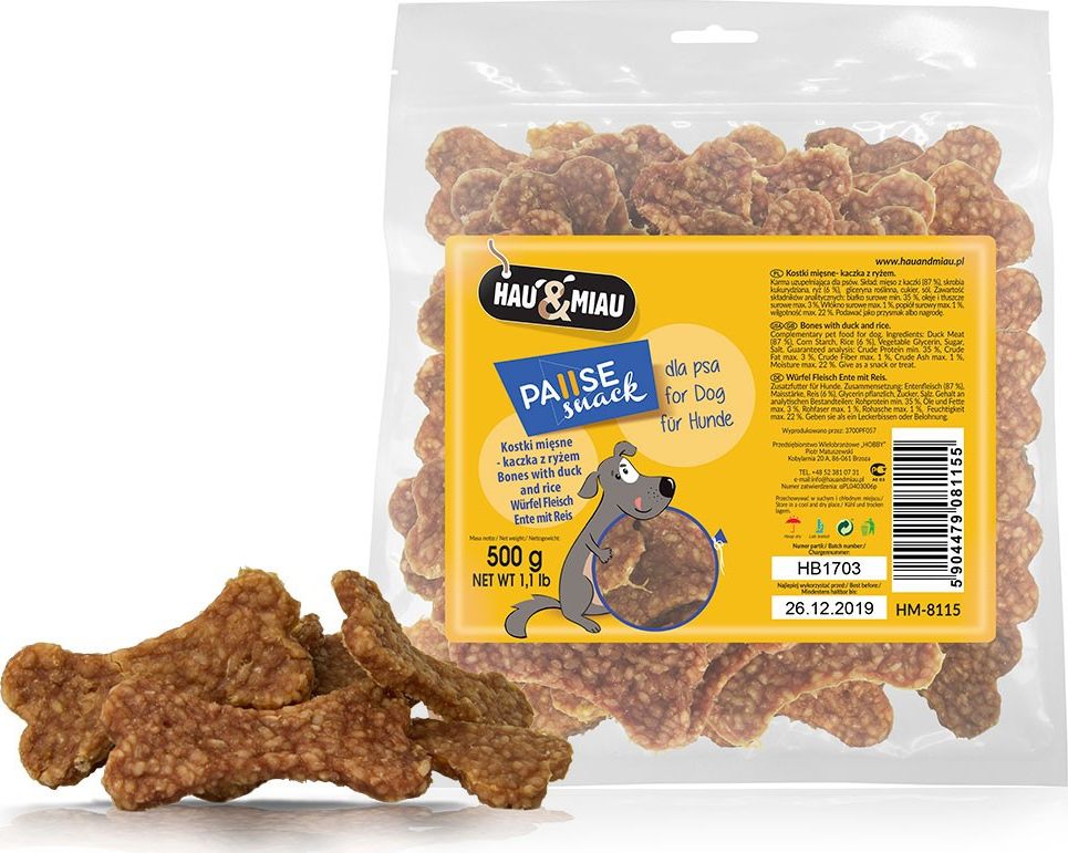 Hau&Miau HAU&MIAU HM-8115 MASO KOSTKA - KACHNA S RÝŽÍ 500 G