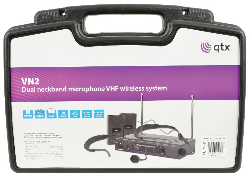 QTX VHF-HS2, bezdrátový mikrofon 2 kanálový 174,1 + 175,0 MHz