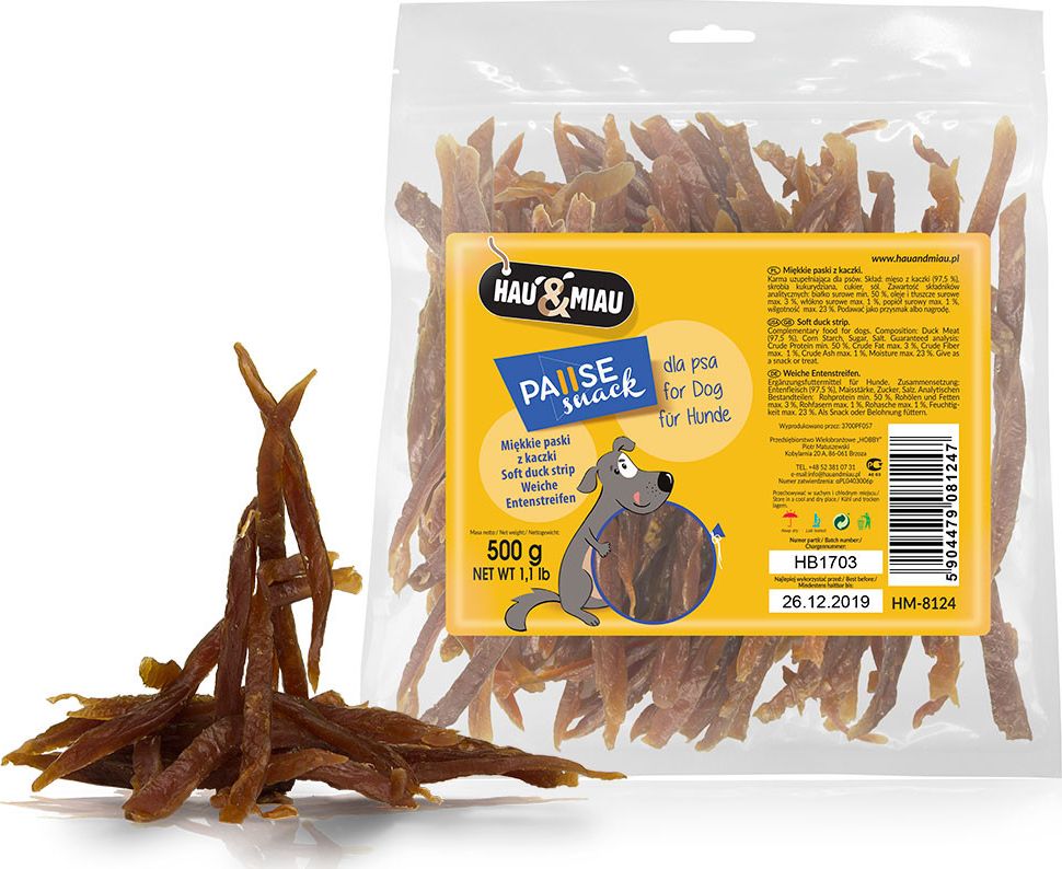 Hau&Miau Hau&Miau Měkké kachní nudličky 500 g HM-8124