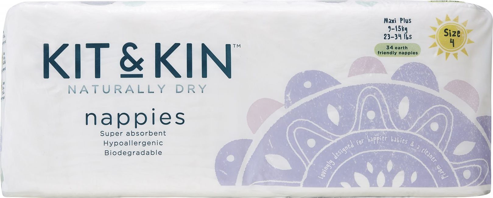 Kit and Kin Biodegradabilní plenky 4, 9-15 kg, 34 ks.