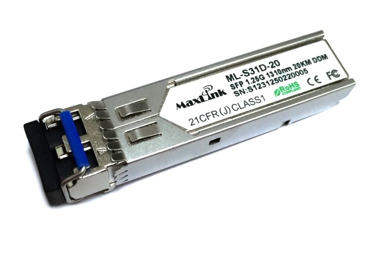 MaxLink 1.25G SFP optický modul, SM, 1310nm, 20km, 2x LC konektor, DDM, Cisco compatible