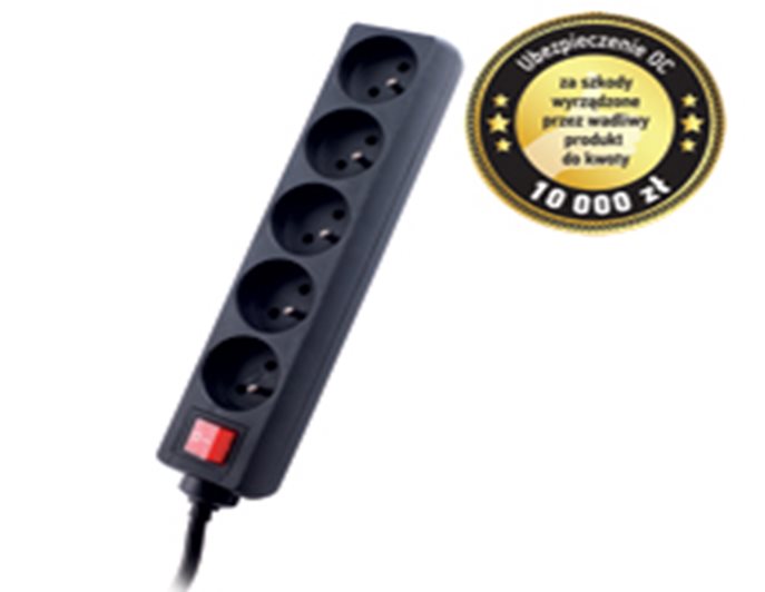 GEMBIRD Surge protector TRACER Power Patrol 5 m Black (5 outlets)