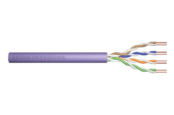 DIGITUS CAT 6 U/UTP instalační kabel, délka 305 m, papírová krabice, AWG 23/1, w/o seperator PVC, simplex, purpurový