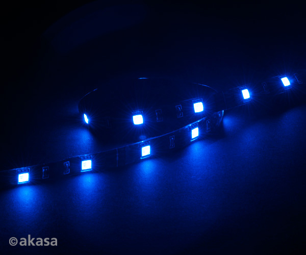 AKASA LED pásek Vegas M / AK-LD05-50BL / 15x LED / 10x magnet / 12V / 50cm / 4-pin / modrý