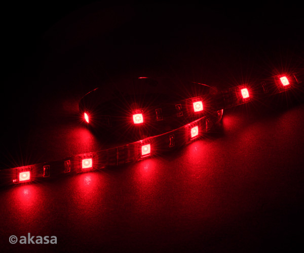 AKASA LED pásek Vegas M / AK-LD05-50RD / 15x LED / 10x magnet / 12V / 50cm / 4-pin / červený
