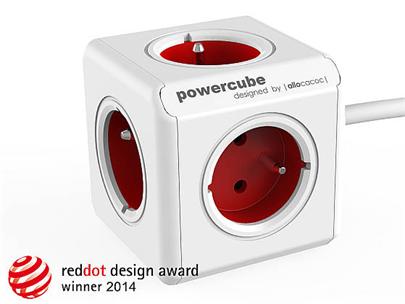 PowerCube Extended 3 m červená Zásuvka prodlužovací PowerCube EXTENDED 5-ti rozbočka, kabel 3m, Red