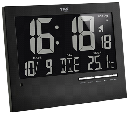 TFA rádiem řízené nástěnné hodiny s češtinou a automatickým podsvícením - 60.4508