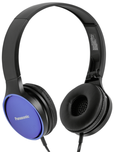 Panasonic RP-HF300ME-A, drátové sluchátka, přes hlavu, skládací, 3,5mm jack, mikrofon, kabel 1,2m, modrá