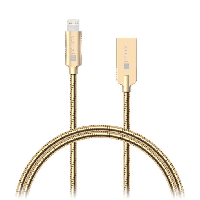 CONNECT IT Wirez Steel Knight Lightning - USB, metallic gold, 2,1A, 1 m