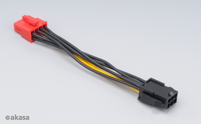 AKASA kabel redukce napájení z 6pin PCIe na 8pin PCIe 2.0, 10cm