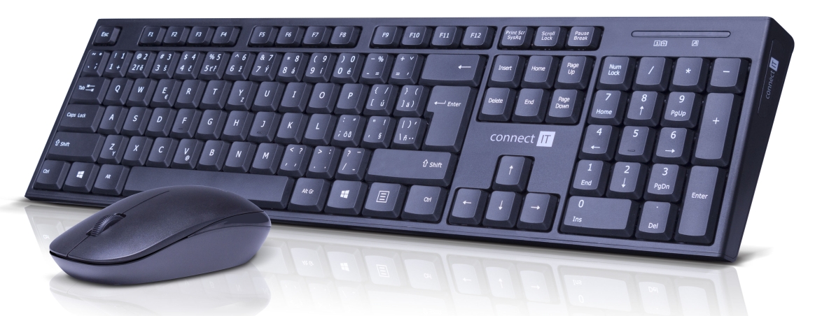 CONNECT IT Combo bezdrátová černá klávesnice + myš, CZ + SK layout