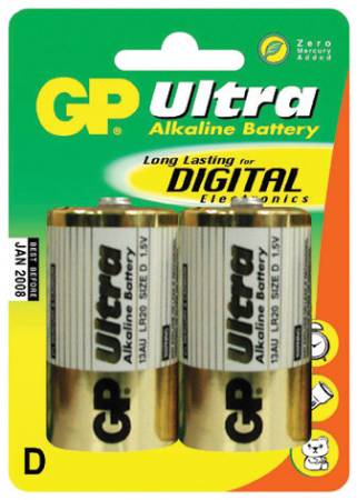Baterie GP Ultra Alkaline R20 (D, velké mono) bl.