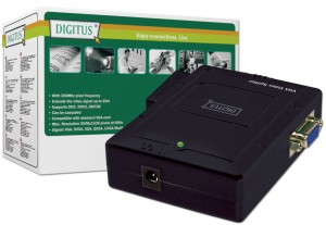 DIGITUS VGA rozbočovač, 2portový, plastové pouzdro, 350 MHz, HDSUB 15 / M - 2x HDSUB 15 / F Max. rozlišení. 2048 x 1536p
