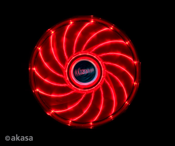 AKASA ventilátor Vegas 120x120x25mm, 1200RPM podsvícený, 15xLED, červený
