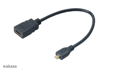 AKASA kabel redukce HDMI micro na HDMI female, full HD, 25cm