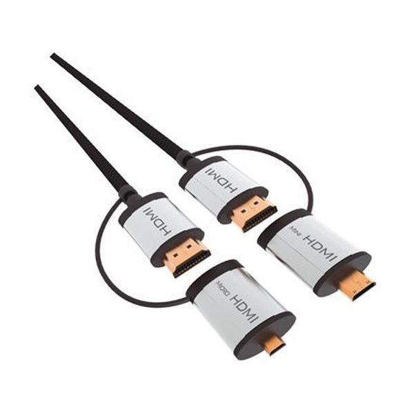 Omega OCHBA1G kabel HDMI v1.4 černý 1,5m + adapter na miniHDMI a microHDMI