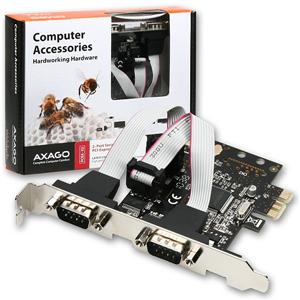 AXAGON PCEA-S2 PCIe adaptér - 2x sériový port (RS232), vč. LP