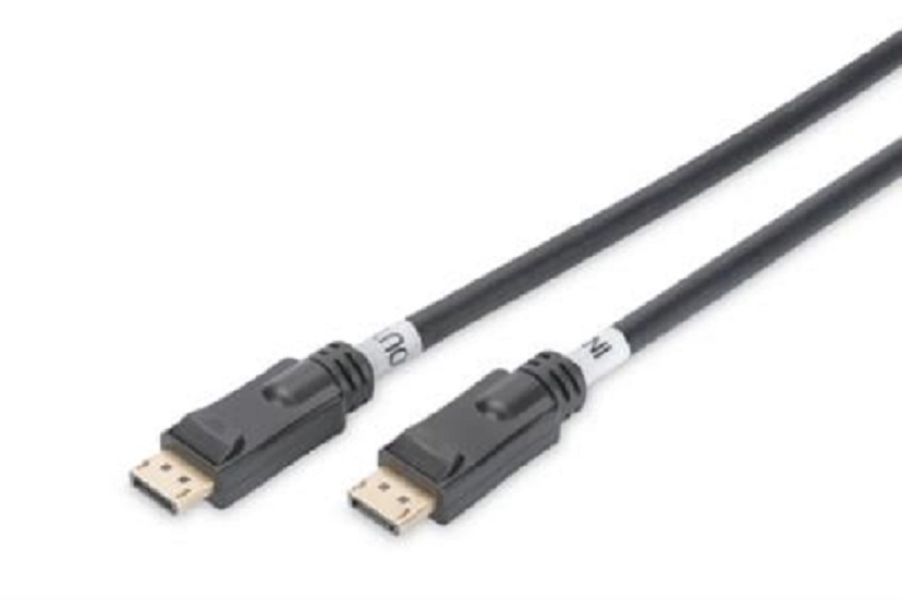 ASSMANN Displayport connection cable DP w/ amp. M/M 10.0m w/interlock Ultra HD 4K DP 1.2 CE bl gold
