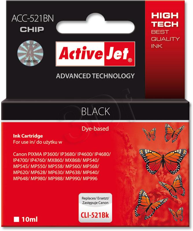 ActiveJet Ink cartridge Canon CLI-521Black (WITH CHIP) ACC-521Bk