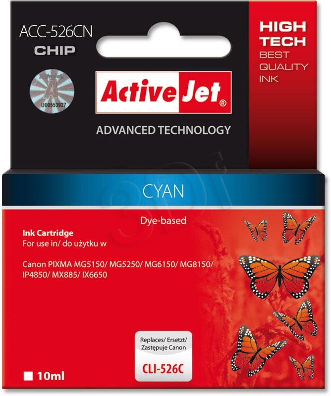 ActiveJet ink cartr. Canon CLI-526C - 10 ml - 100% NEW (WITH CHIP) ACC-526C